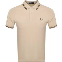 Fred Perry Twin Tipped Polo Shirt - Oatmeal Beige/Nutflake Brown/Field Green