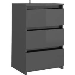 vidaXL Bed Cabinet High Gloss Grey Nachttisch 35x40cm