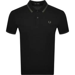 Fred Perry Klassisk Bomuldspolo Med Dobbelte Striber - Sort