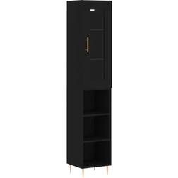 vidaXL Engineered Wood Black Armoire 34.5x180cm