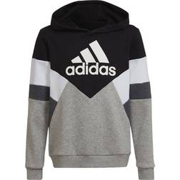 Adidas Colorblock Fleece Hoodie - Black/Medium Grey Heather/White (HA4007)