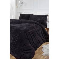 Brentfords Teddy Fleece Housse de couette Noir (200x135cm)