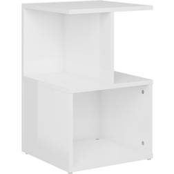 vidaXL Engineered Wood High Gloss White Bedside Table 35x35cm