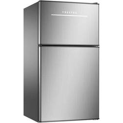 Frestec 3.2 cu. ft. Freestanding Mini Fridge w/ Freezer Stainless Steel