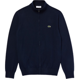 Lacoste Men's High-Neck Organic Zip-Up Sweater - Navy Blue