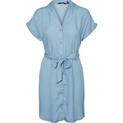 Vero Moda Short Shirt Dress - Light Blue Denim