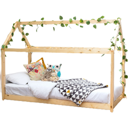 Treehouse House Style Wooden Pine Kids Bed Frame 38.6x77.2"