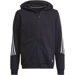 Adidas Junior Future Icone 3-Stripes Full-Zip Hoodie - Black/White