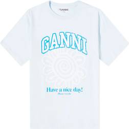 Ganni Relaxed Flower T-shirt - Ice Water