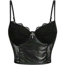 Shein Contrast Lace PU Underwire Bra