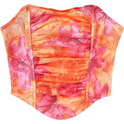 Shein Tie Dye Curved Hem Ruched Crop Tube Top