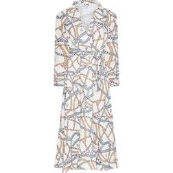 LTS Chain Print Wrap Midaxi Dress - White