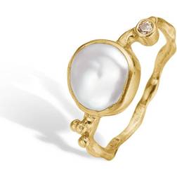 ByBirdie Zenith White Keshi Ring