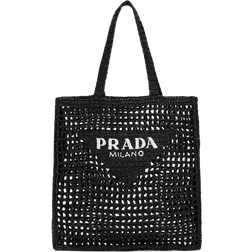 Prada Raffia Tote Bag - Black