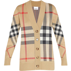 Burberry Check Wool Blend Cardigan - Beige