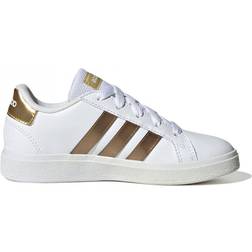 adidas Kid's Grand Court Sustainable Lace - Cloud White/Cloud White/Matte Gold