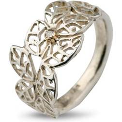 ByBirdie Beech Leaves Sterling Sølv Ring med Diamant