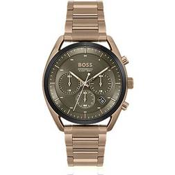 HUGO BOSS Green-dial watch with bracelet
