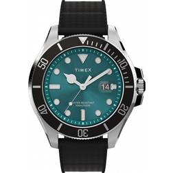 Timex Harborside Coast 43mm Green Black Silicone Black