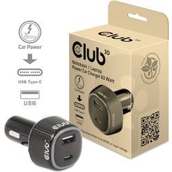 Club 3D CAC-1922 Dual-USB Bil Oplader 63W