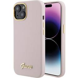 Guess GUHCP15SSMBSLP iPhone 15 6.1 rosa/rosa hardcase Silikonskrift metalllogo og ramme