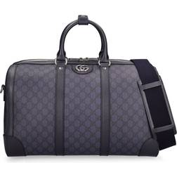 Gucci Ophidia Leather-Trimmed Monogrammed Coated-Canvas Weekend Bag - Black