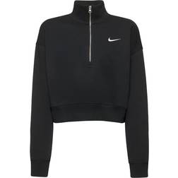 Nike Sportswear Phoenix Fleece Women's 1/2-Zip Cropped Sweatshirt - Black/Sail