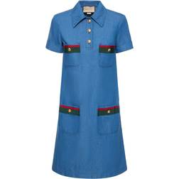 Gucci Minikleid aus Baumwolle und Leinen blau