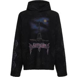 Balenciaga Printed Hoodie Large Fit - Black