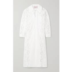 Valentino Embroidered Cotton Midi Dress - White