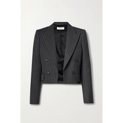 Saint Laurent Cropped-Blazer aus Wolle Grau