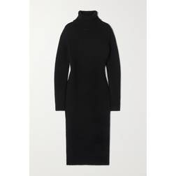 Saint Laurent Midikleid aus Wolle Schwarz