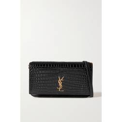 Saint Laurent Mini Logo Canvas Shoulder Bag - Black