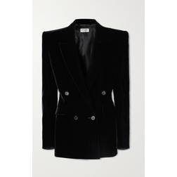 Saint Laurent Doppelreihiger Samtblazer Schwarz