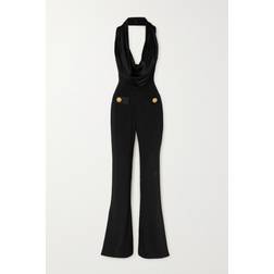 Balmain Cowl-Neck Flared Jumpsuit - Black