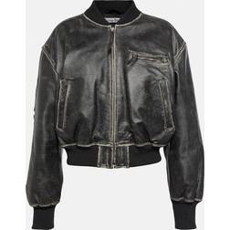 Acne Studios Cropped-Bomberjacke aus Leder Grau