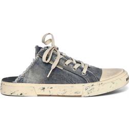 Balenciaga Paris distressed denim mules blue