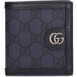 Gucci Ophidia Leather Monogrammed Canvas Wallet - Blue