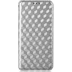 MAULUND Alcatel 1S 2021 3L 2021 Læder Flip Cover m. Pung Rhombus Sølv