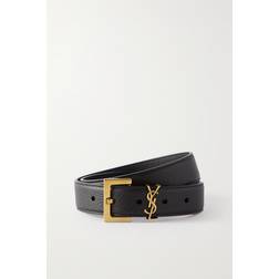 Saint Laurent 3cm Breiter Narbledergürtel Mit Monogramm Schwarz