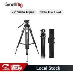 Smallrig 75" camera video tripod w/ fluid head, aluminum alloy heavy-duty tripod