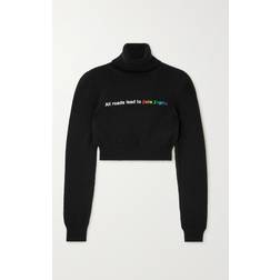 Palm Angels Cropped Turtleneck Sweater - Black