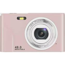 INF Digitalkamera med 48 MP, HD 1080p, 16x zoom, 32GB minneskort Rosa