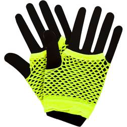 Wicked Costumes Neon Yellow 80's Punk Gloves Mesh Net Short Neon Punk