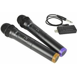 QTX Usb powered dual 2x wireless microphones complete kit uhf kit