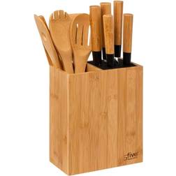 Northix Bambus Messerblock mit 5 Messern und 4 Utensilien Messer-Set
