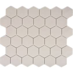 Mosaik fliese keramik weiß hexagon uni hellbeige 1matte