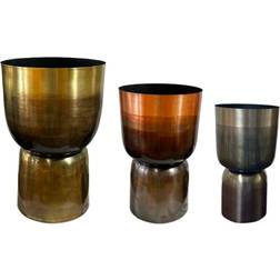 Home ESPRIT Set of Planters Grey Copper Golden Metal