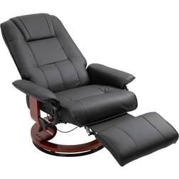 Homcom Relax Stol Med Liggfunktion 360° Bas Läder Svart Fåtölj