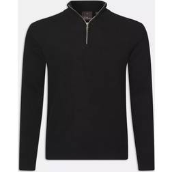 Oscar Jacobson Patton Half Zip Trøje Uld-Kashmir - Black